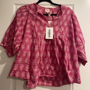 Marea pink block print blouse